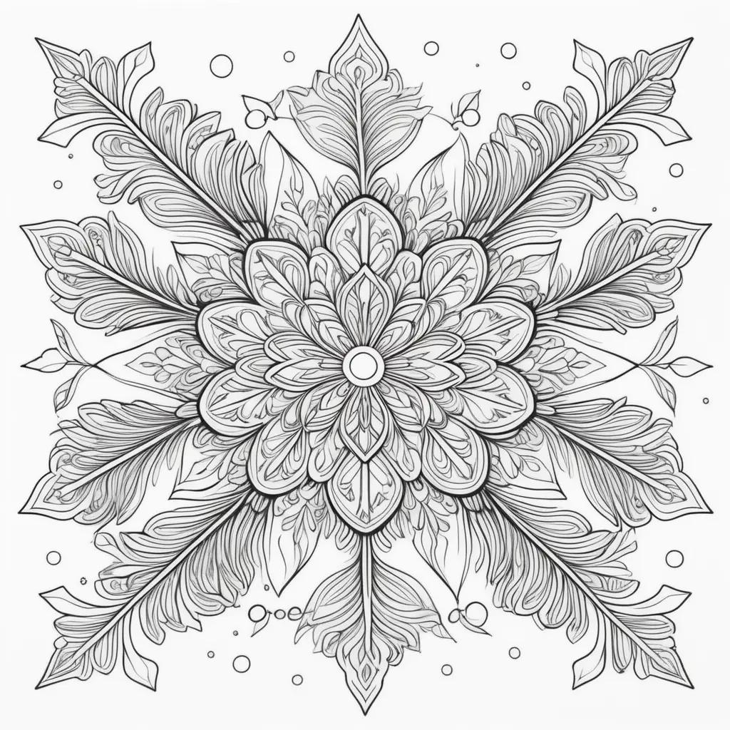 Snowflakes coloring pages featuring intricate patterns and shapes