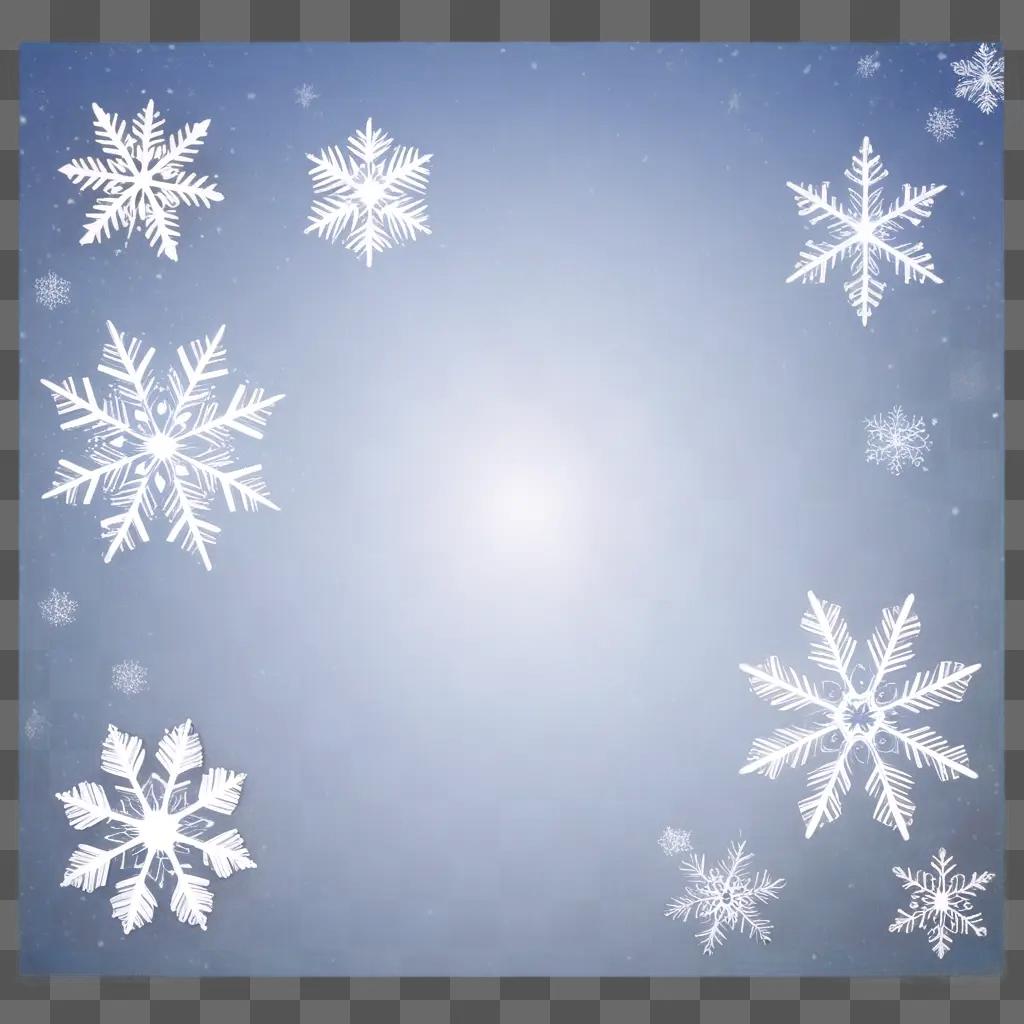 Snowflakes on a blue background with a white light