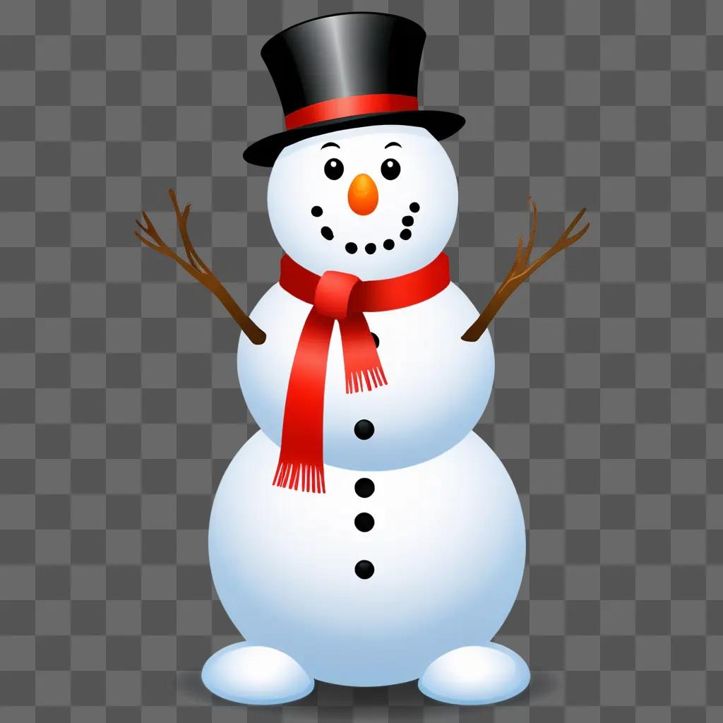 Snowman bear wearing a red scarf and hat