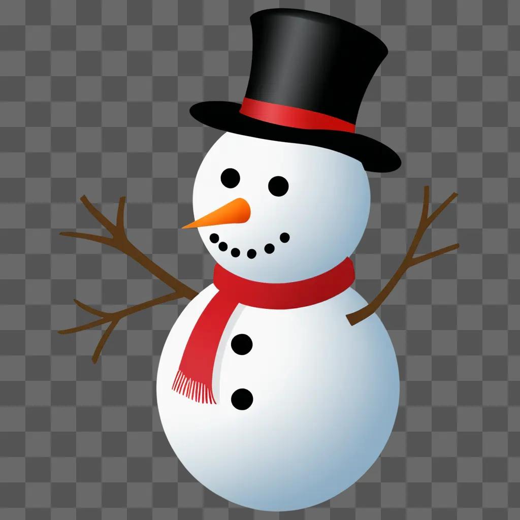 Snowman bear with black top hat and scarf