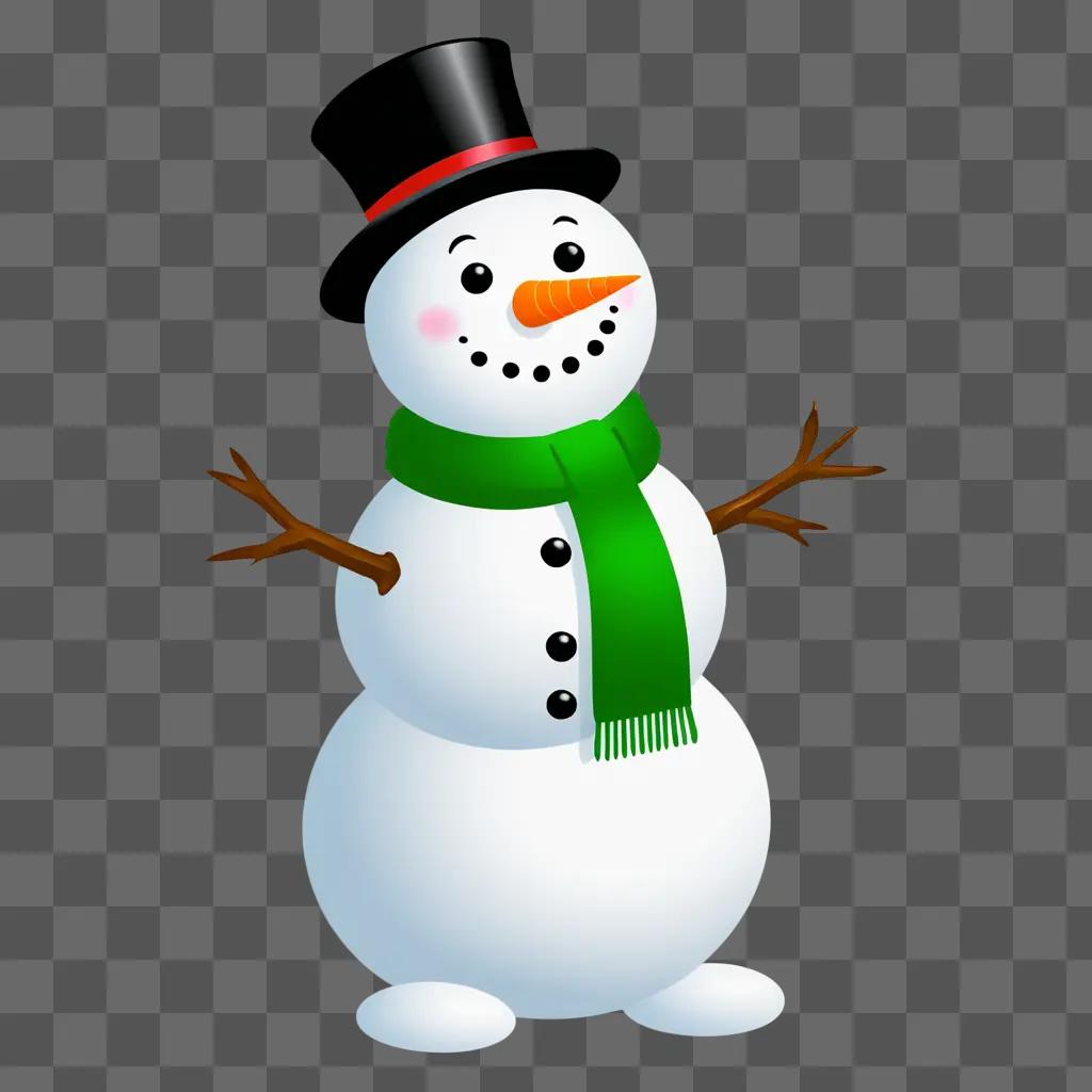 Snowman bear with green scarf and black top hat