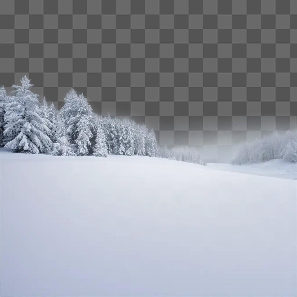 木々がむき出しの雪景色と空