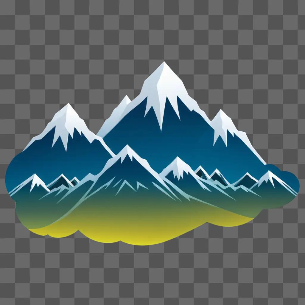 Snowy mountain peaks in 3D, with a yellow glow