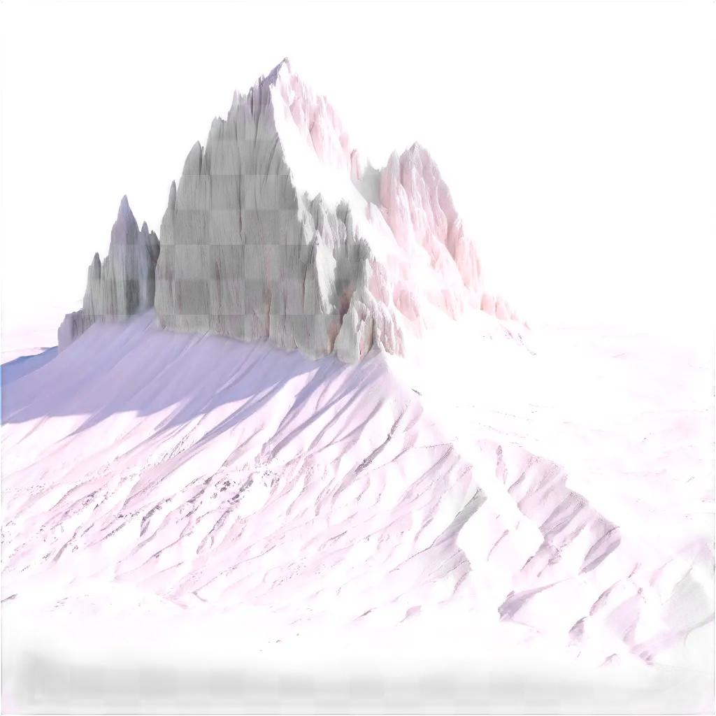 Snowy mountain with rough texture and ice formations