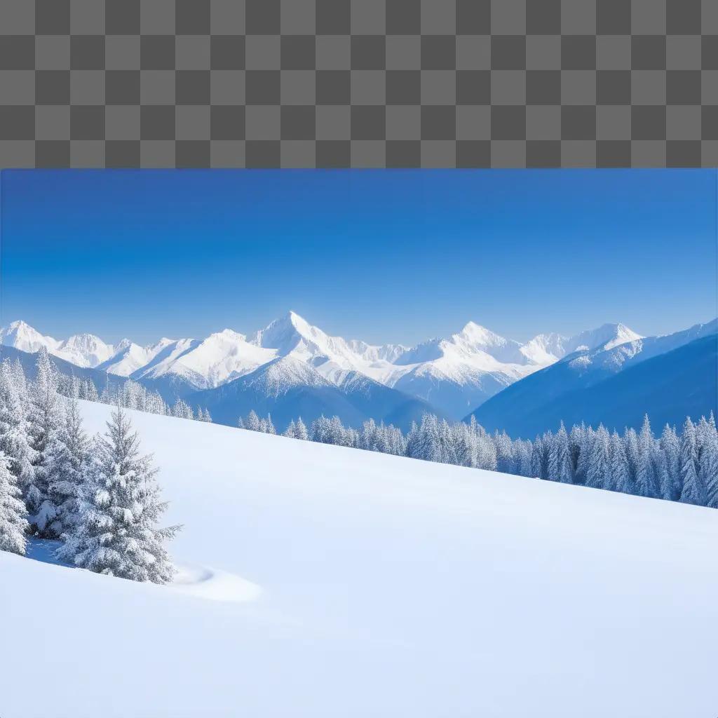 Snowy mountains under a blue sky