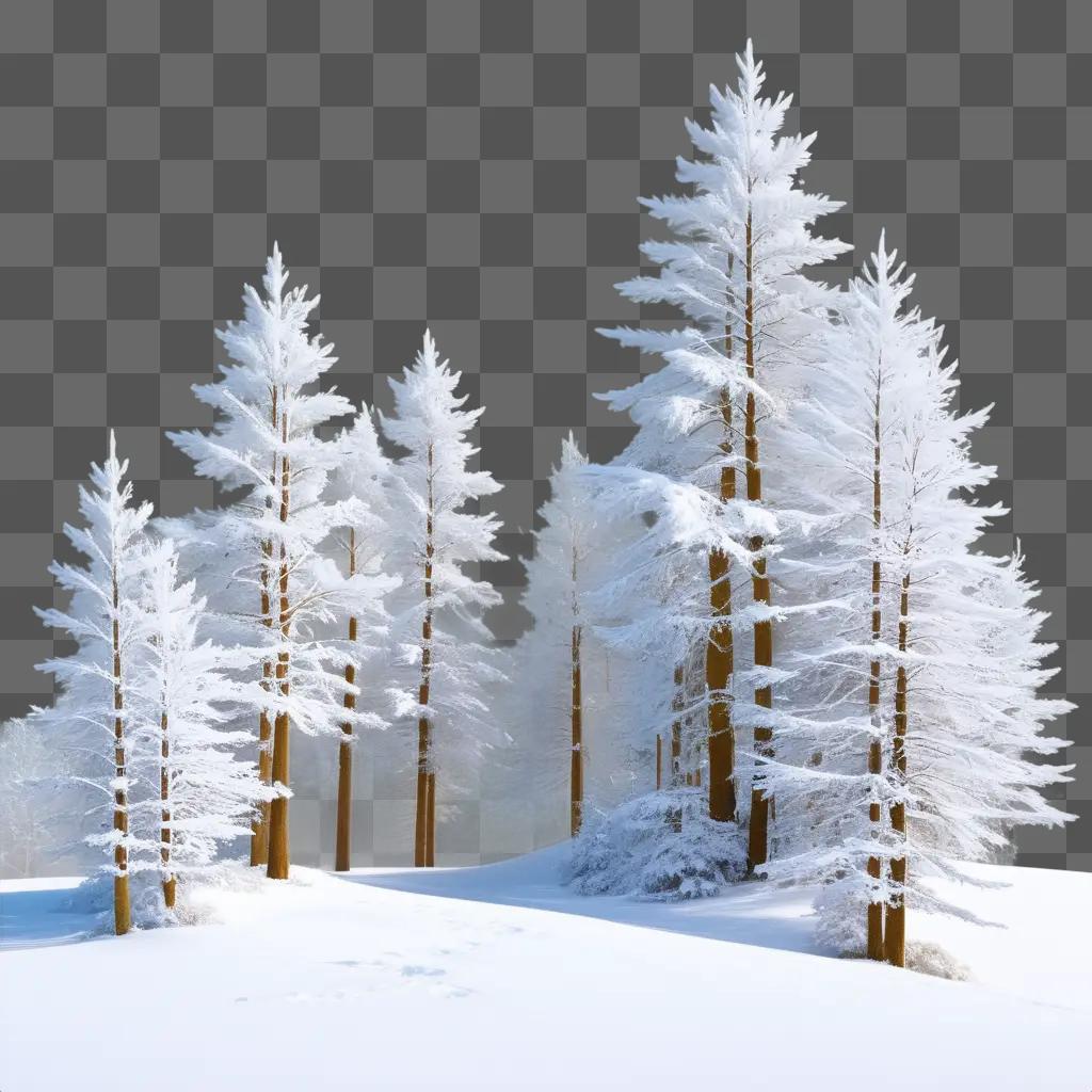 Snowy trees in a winter wonderland scene