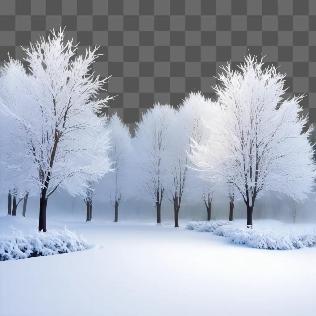 Snowy trees in a winter wonderland scene