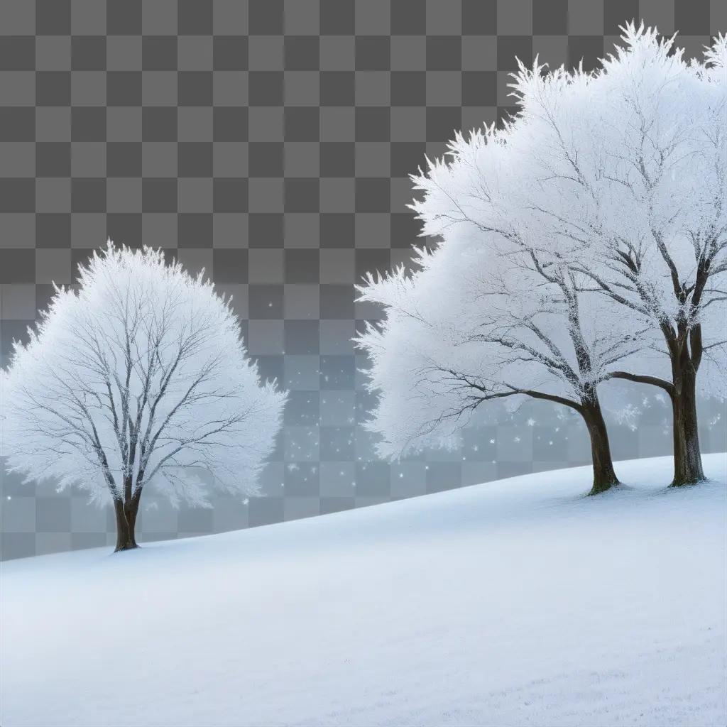 Snowy trees with frost on branches