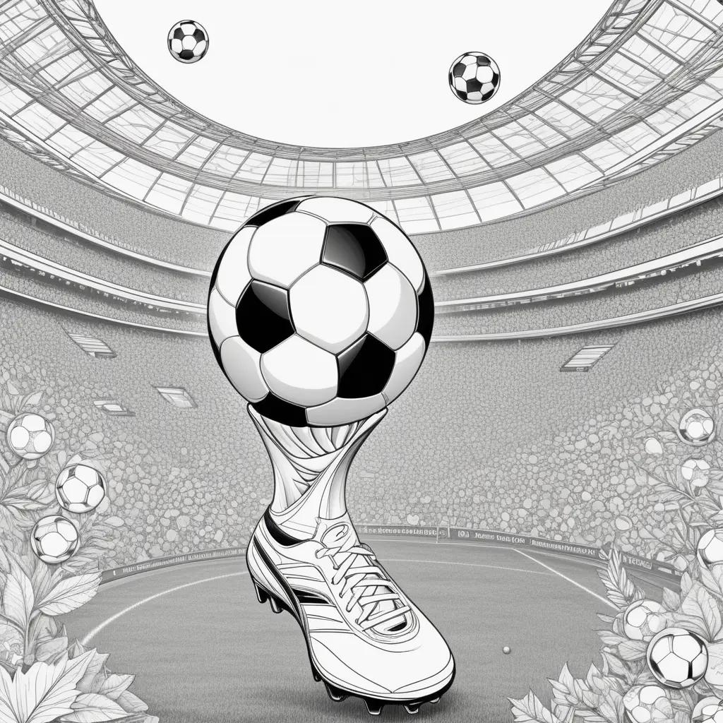 Soccer Coloring Page with a Shoe and Ball