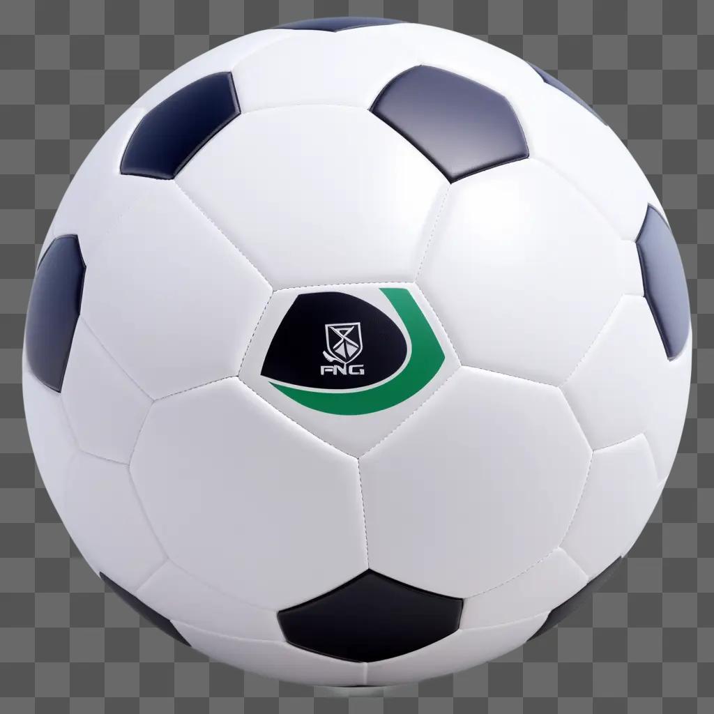 Soccer ball with a green logo and black borders