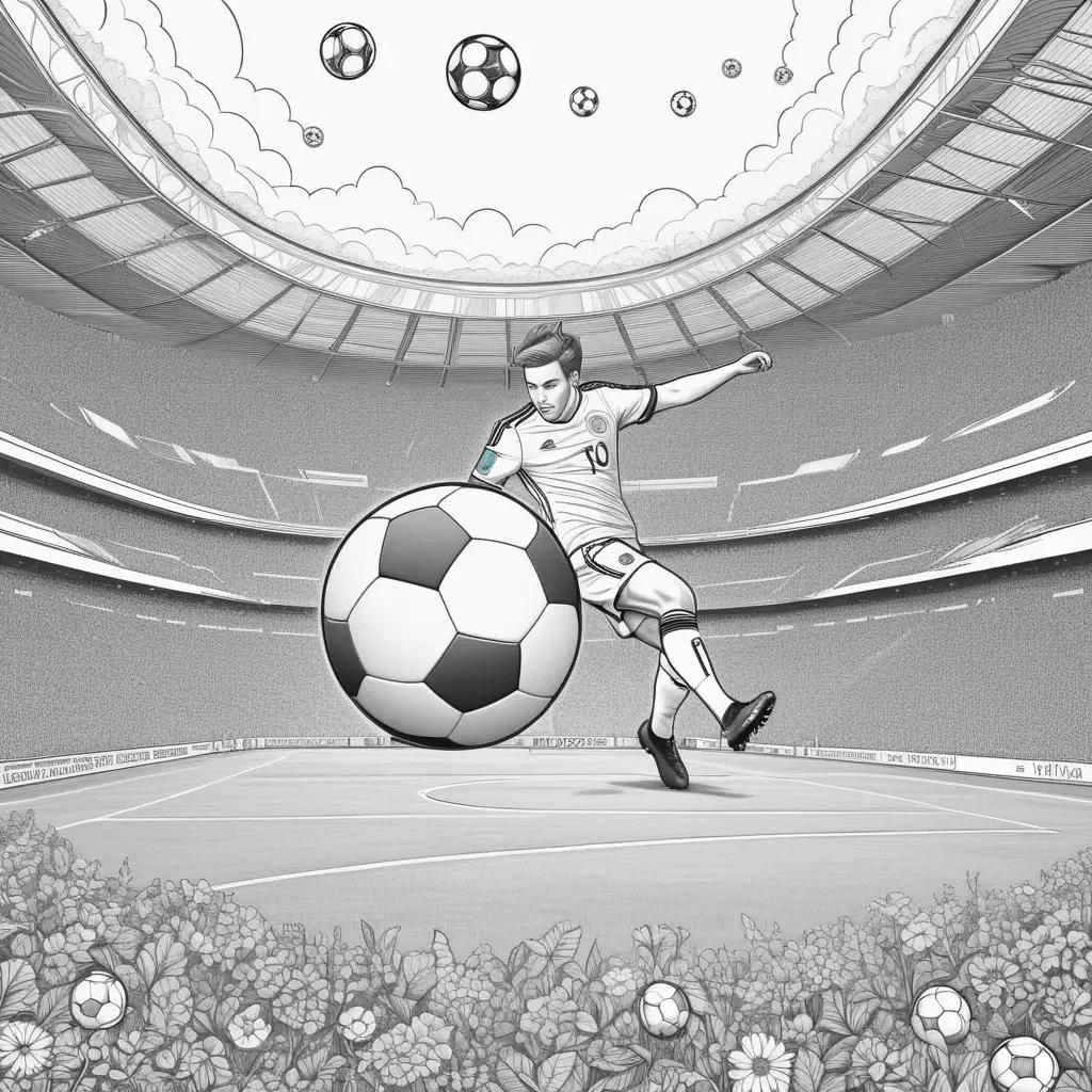 Soccer coloring pages featuring a soccer player and ball