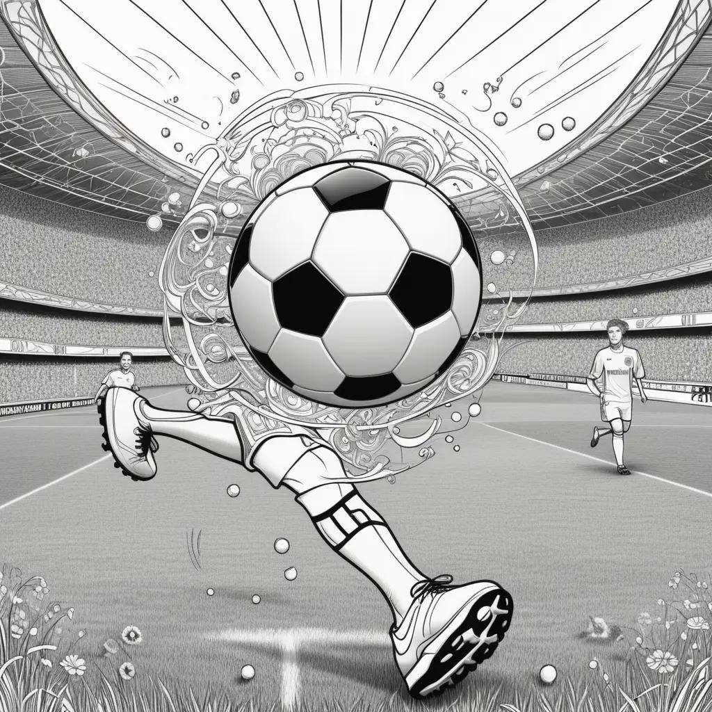 Soccer coloring pages with black and white illustration