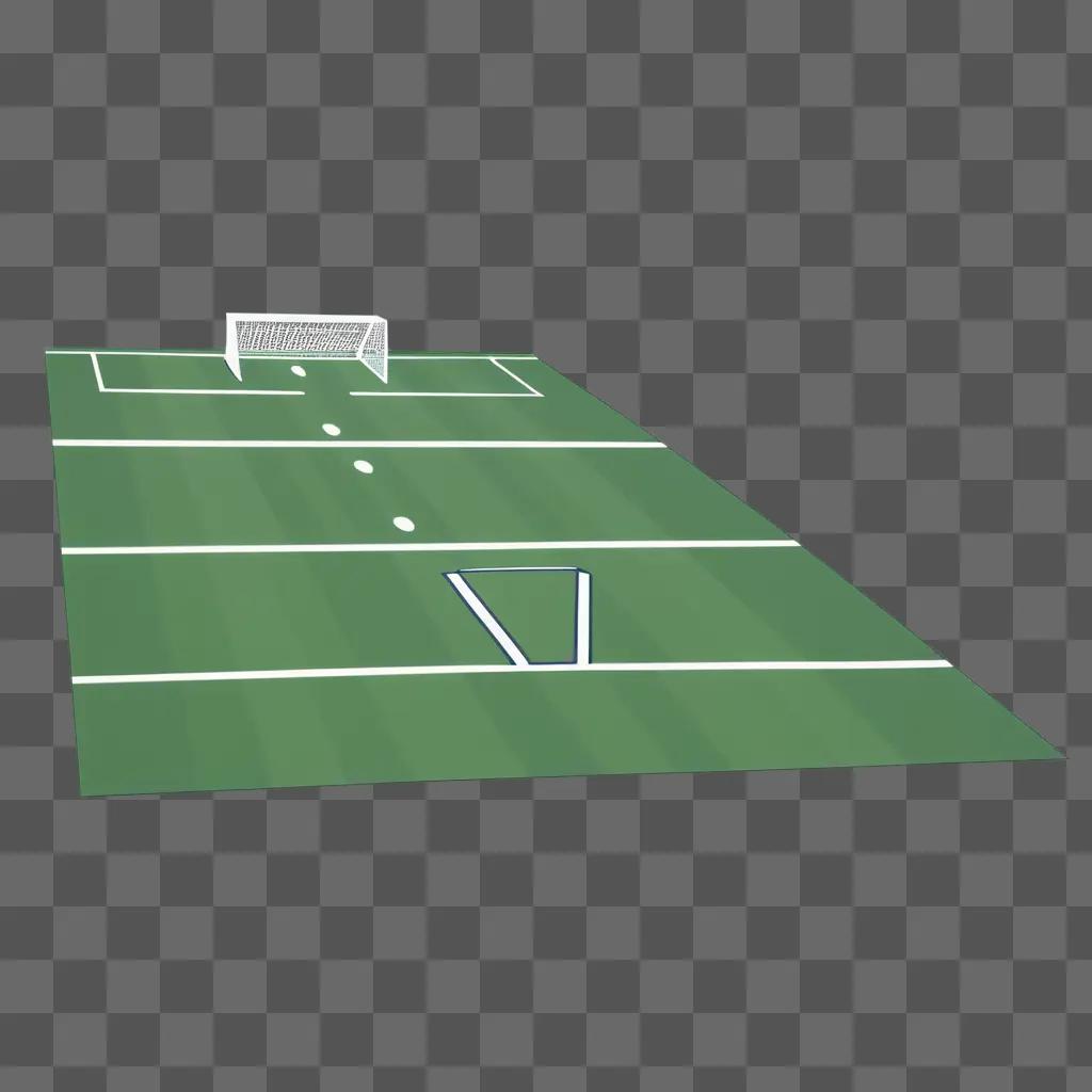 Soccer goal with white lines on green field