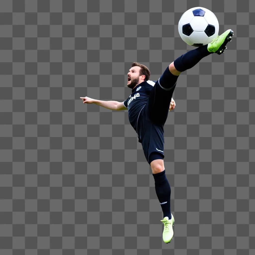 Soccer player in motion with free kick