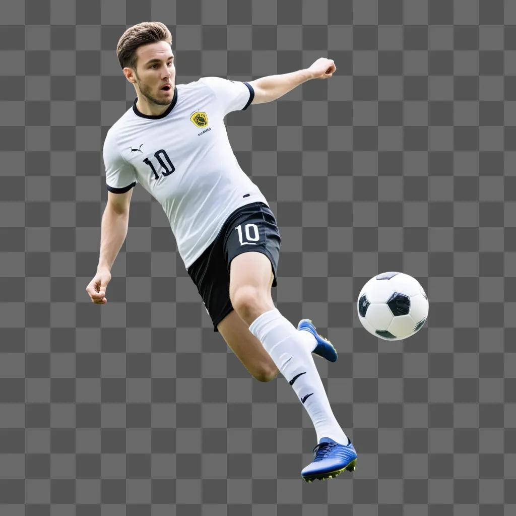 Soccer player kicking the ball