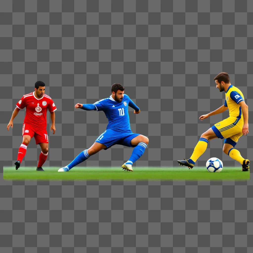 Soccer players on field with blurry background