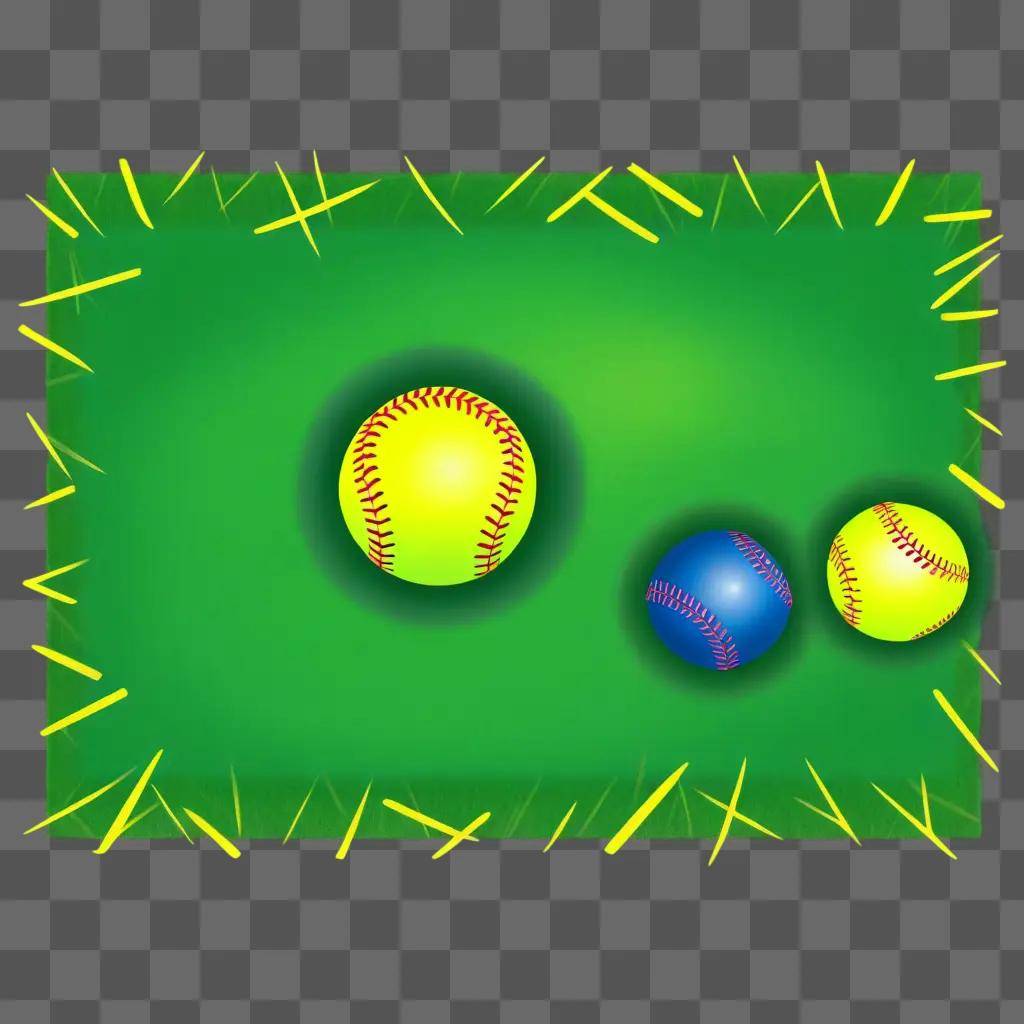 Softball clipart with yellow and blue balls