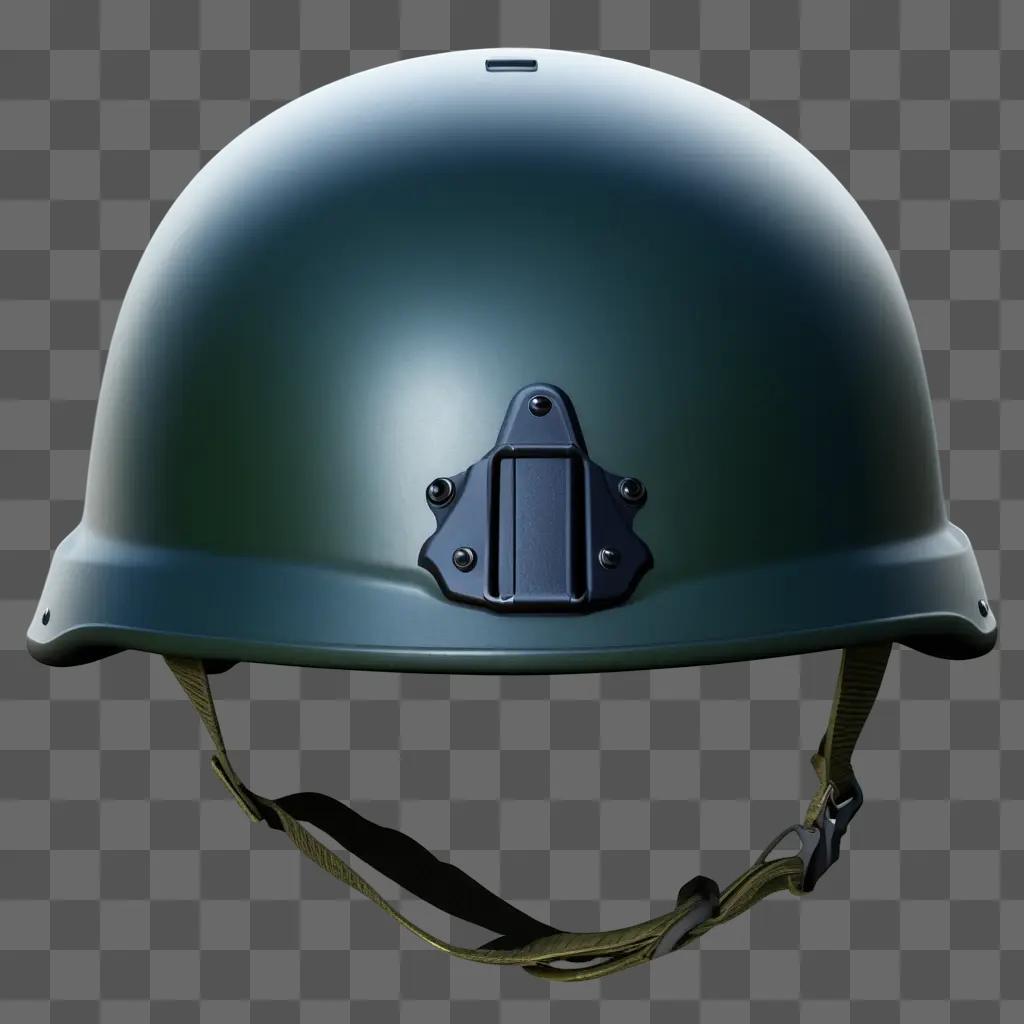 Soldier helmet with yellow straps and black buckle