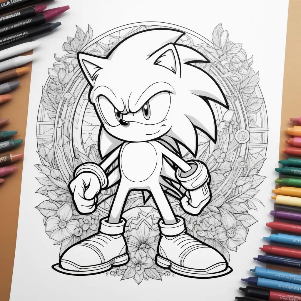 Sonic Coloring Page with Colors Around