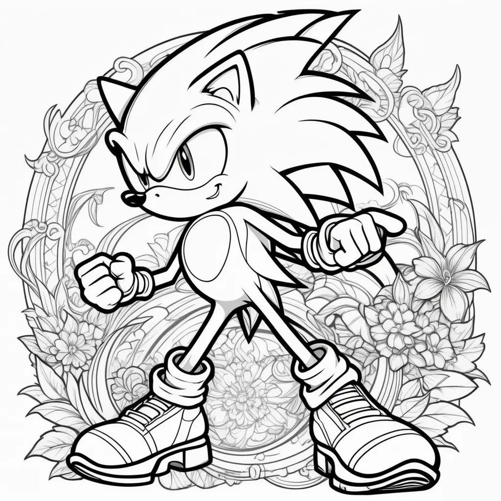 Sonic coloring page featuring a character in a circle design