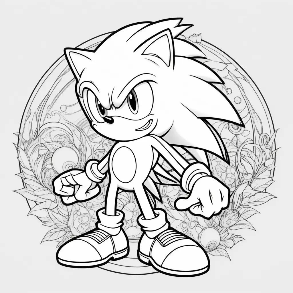 Sonic coloring pages featuring a cartoon character with a sneer and a smile