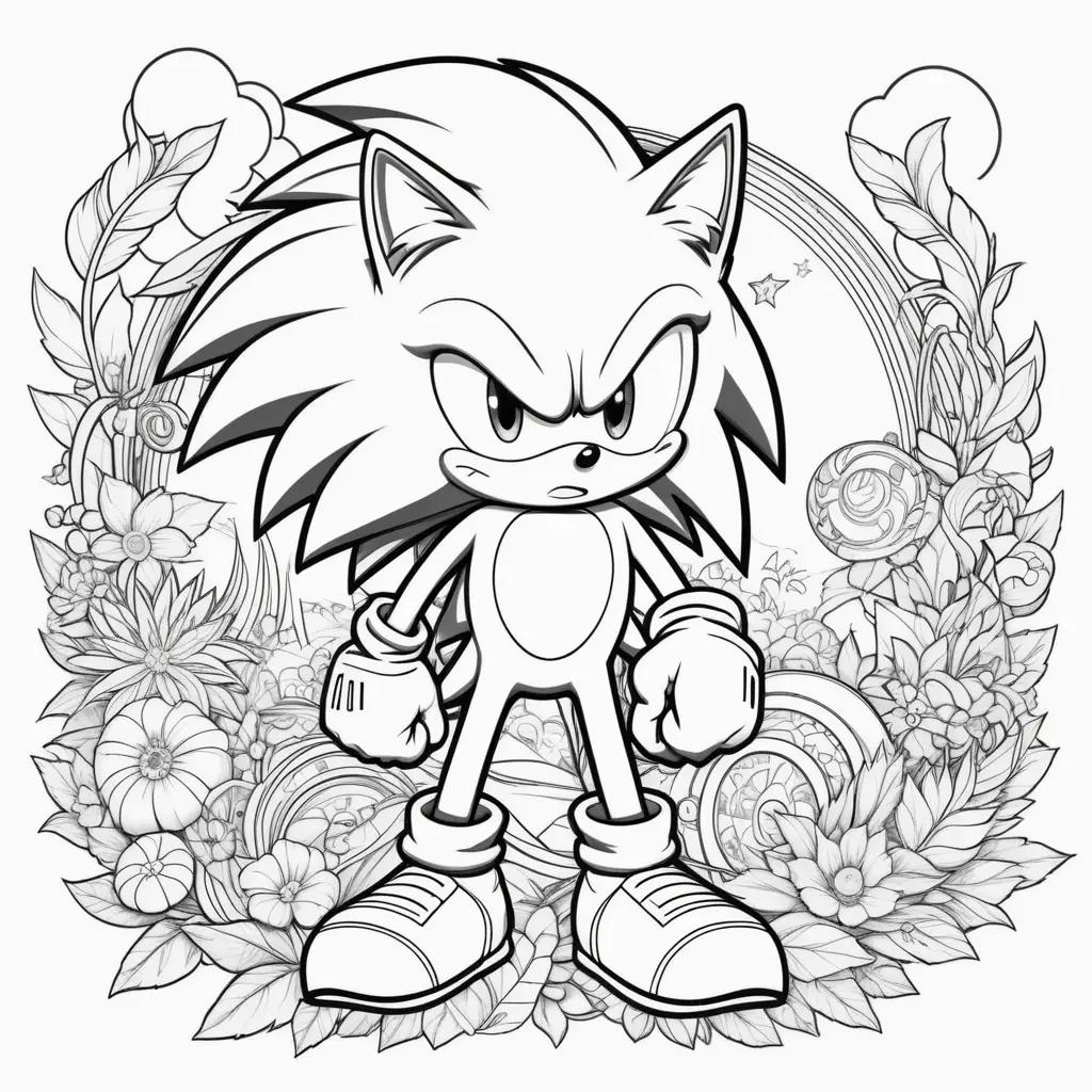 Sonic coloring pages featuring a character with a frown