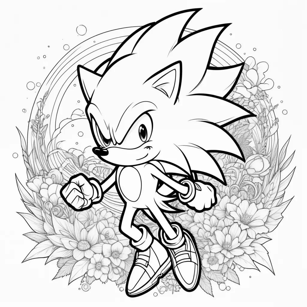 Sonic coloring pages featuring the Super Sonic character