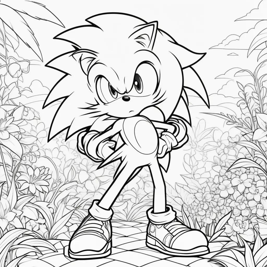 Sonic coloring pages with a black and white coloring book