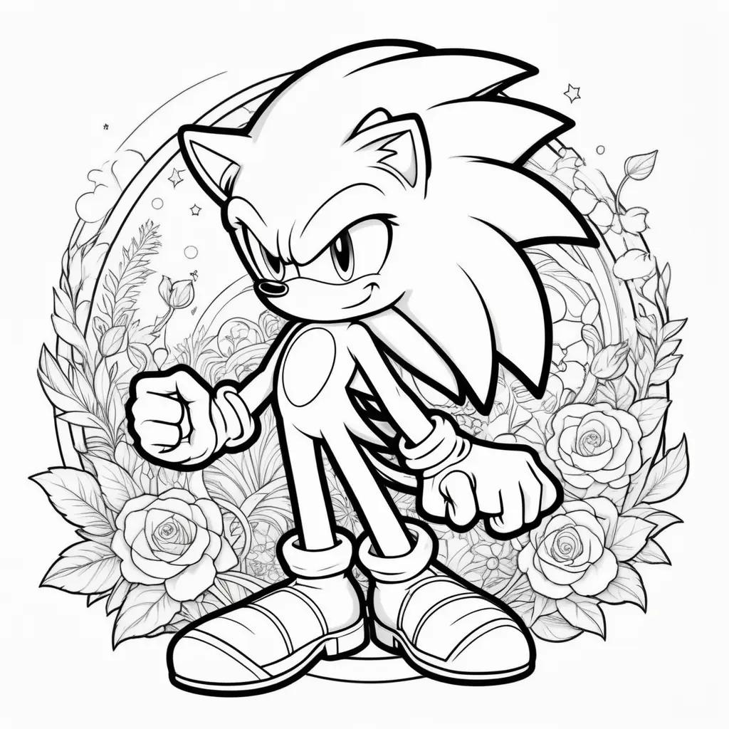 Sonic coloring pages with black and white design