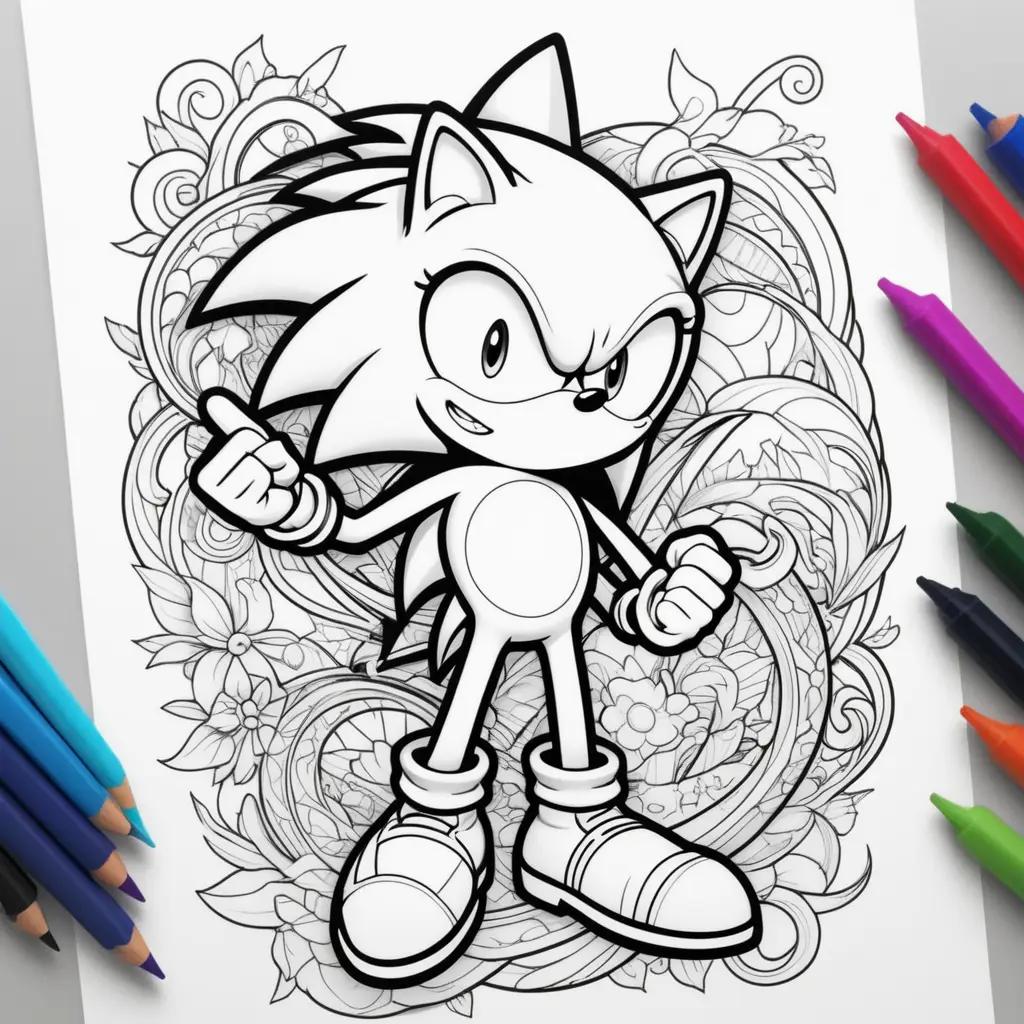 Sonic coloring pages with different color options