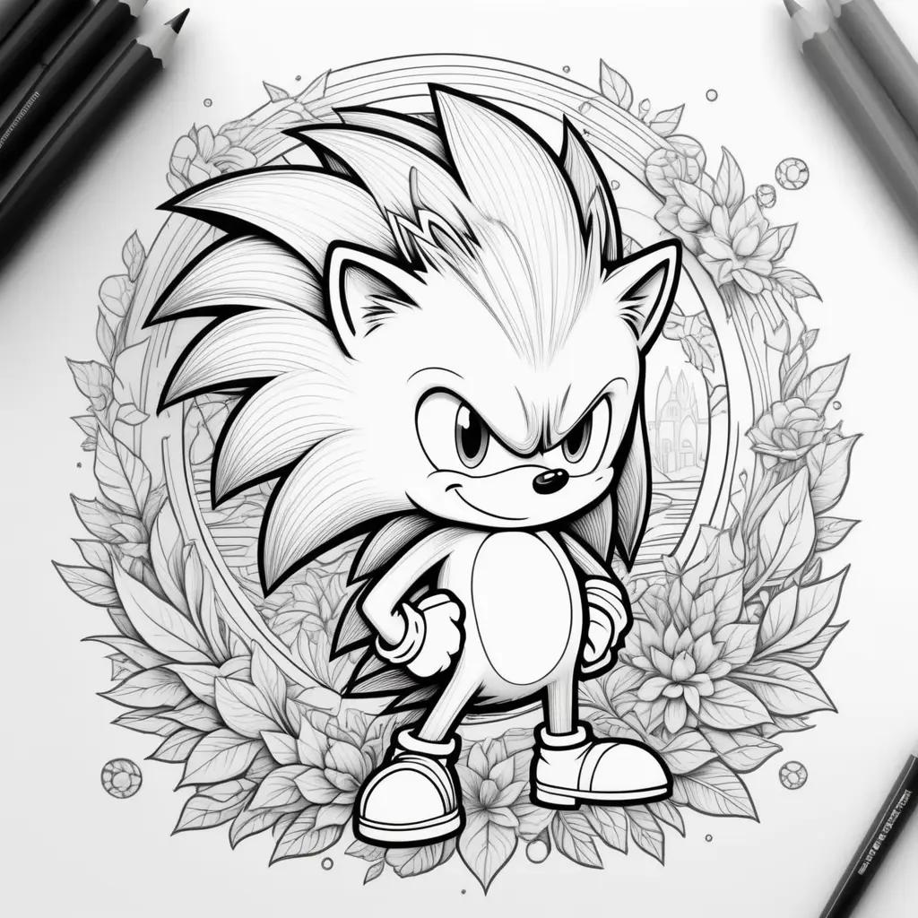 Sonic hedgehog coloring pages in black and white