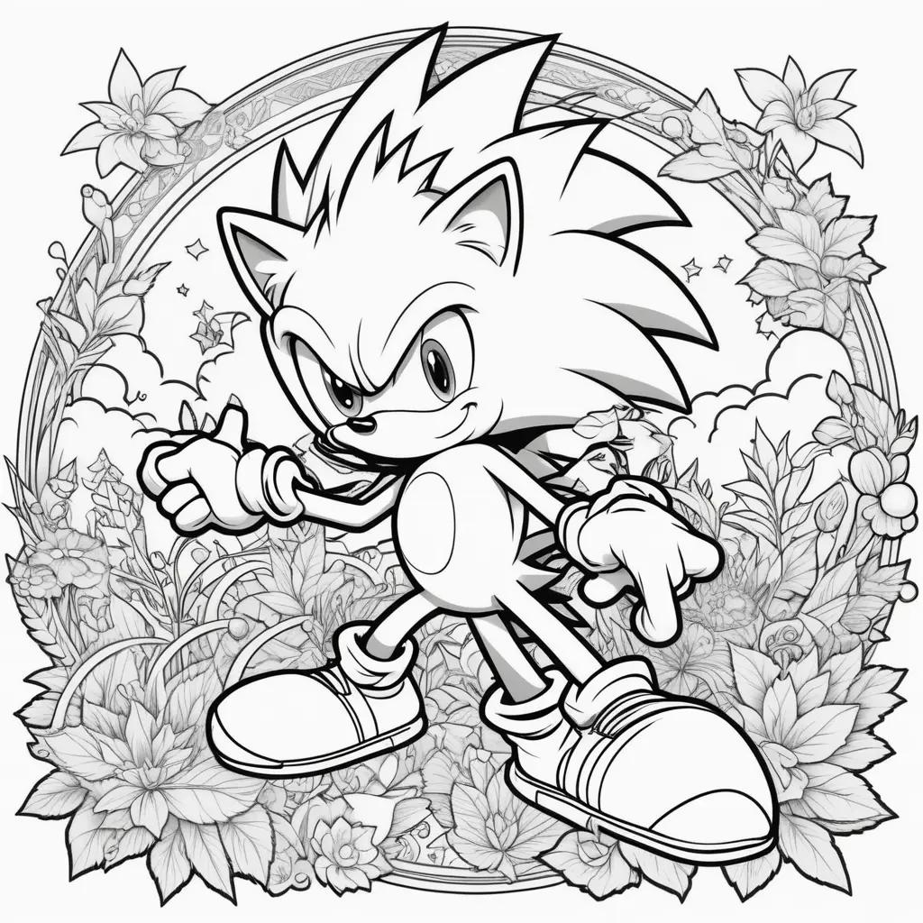 Sonic the Hedgehog Coloring Page in Black and White