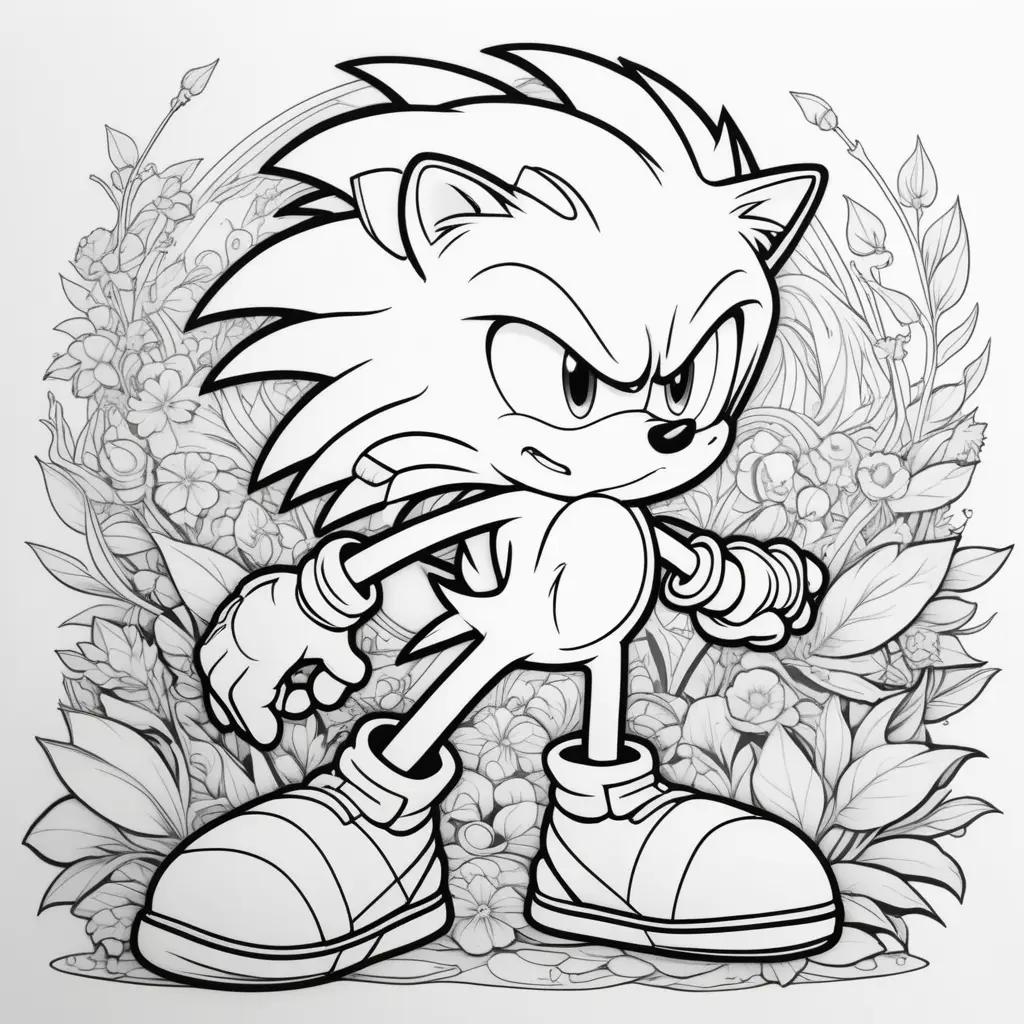 Sonic the Hedgehog Coloring Pages with Flowers