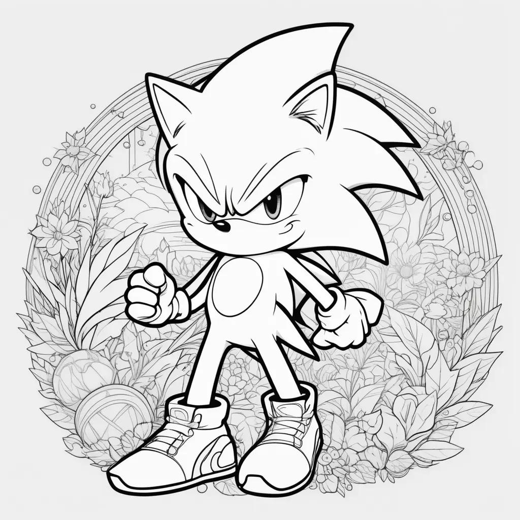 Sonic the Hedgehog Coloring Pages with a Rainbow Background