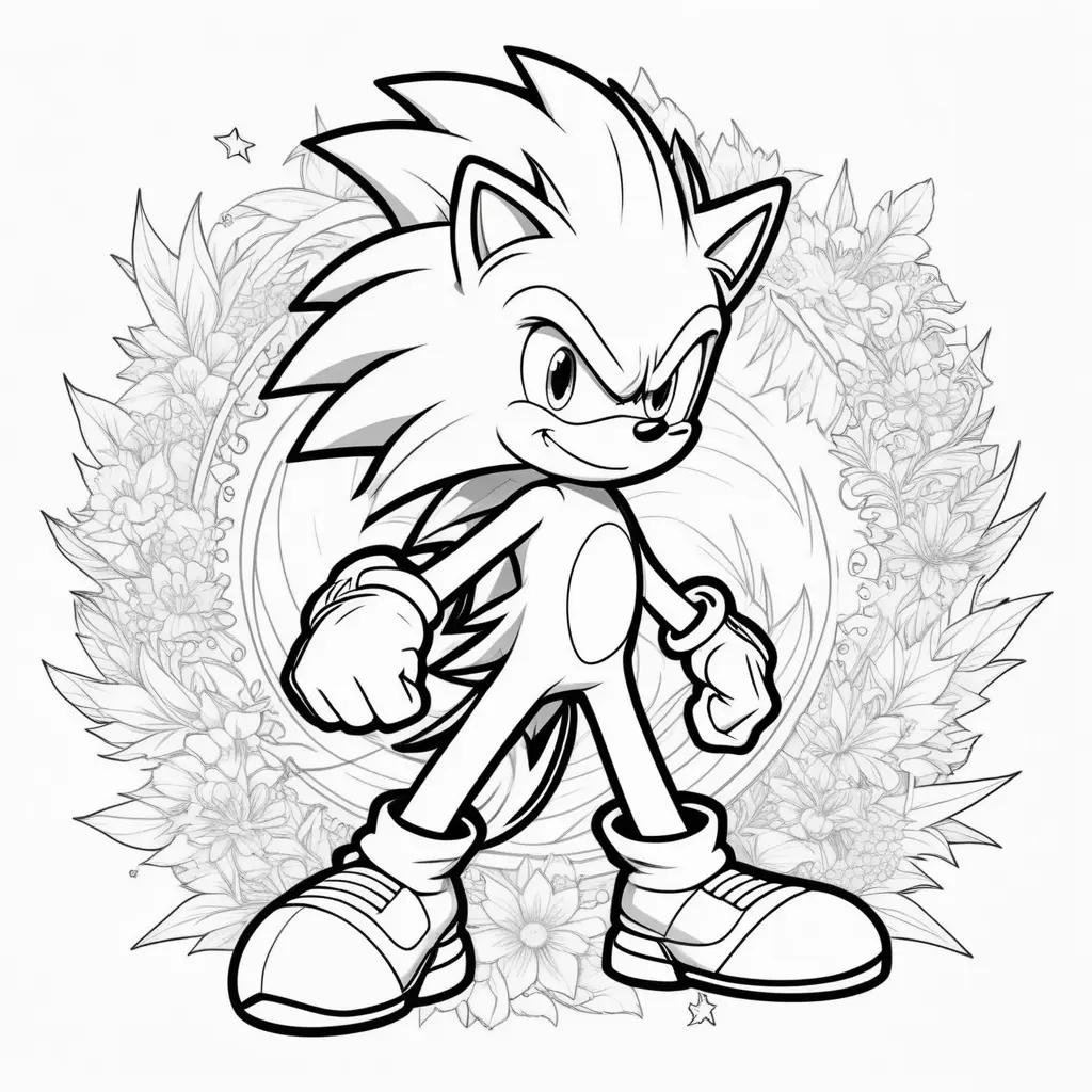 Sonic the Hedgehog coloring page with a black outline