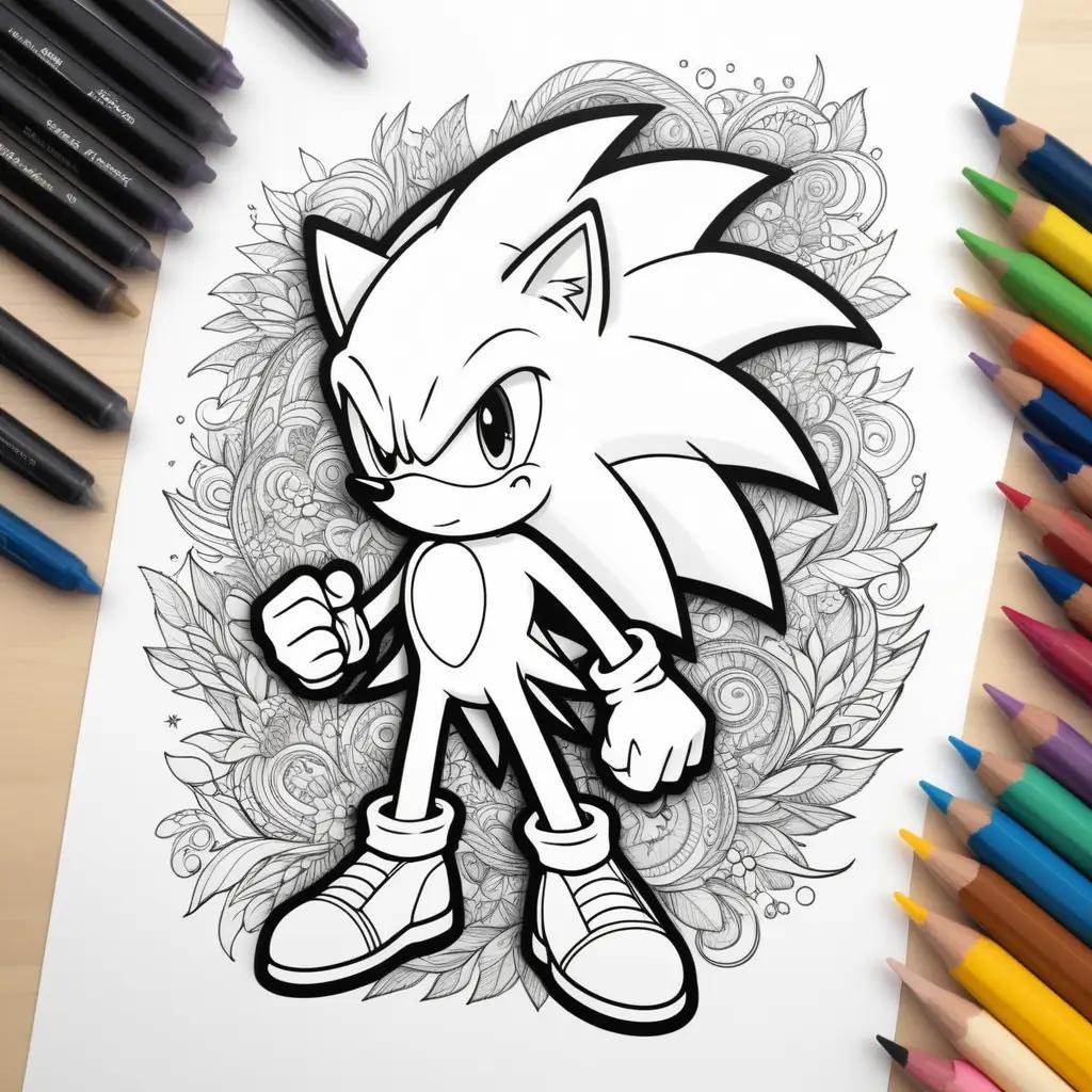 Sonic the Hedgehog coloring page with vibrant colors