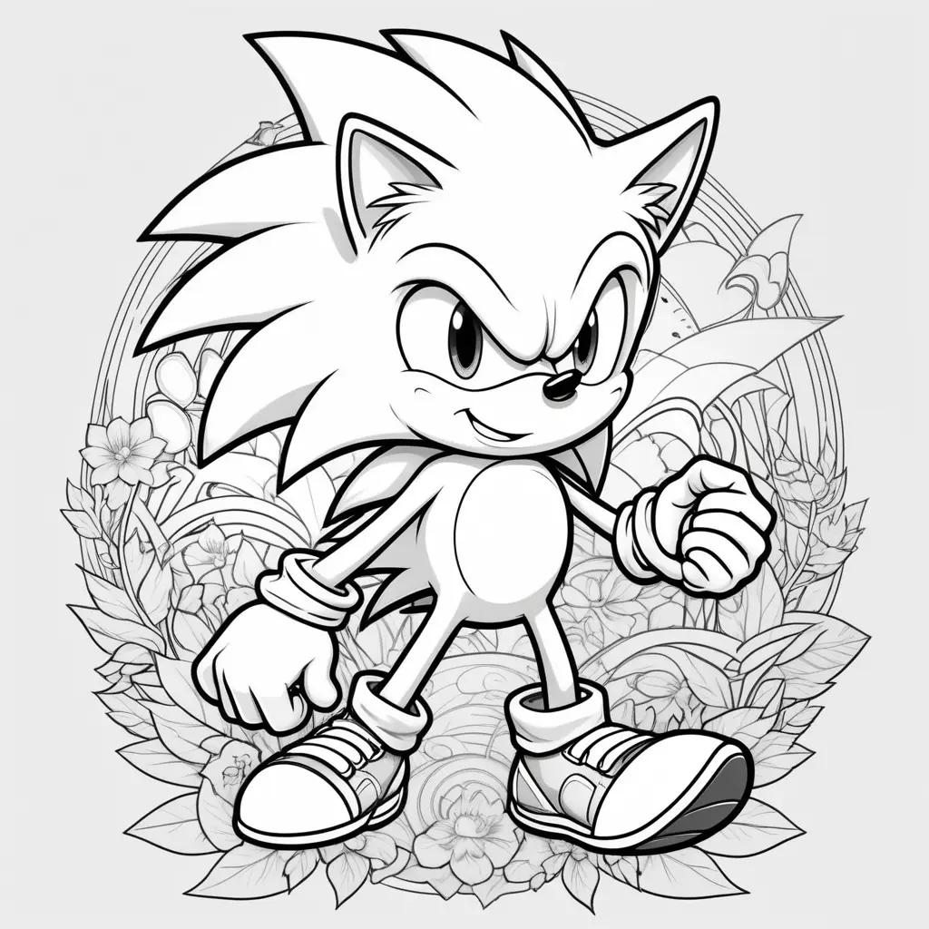 Sonic the Hedgehog coloring pages with a black and white coloring book