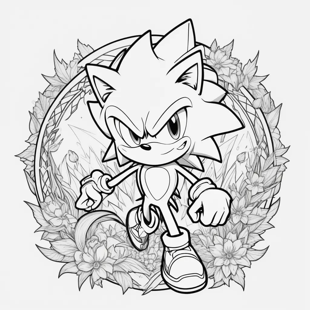 Sonic the Hedgehog coloring pages with a black and white coloring page