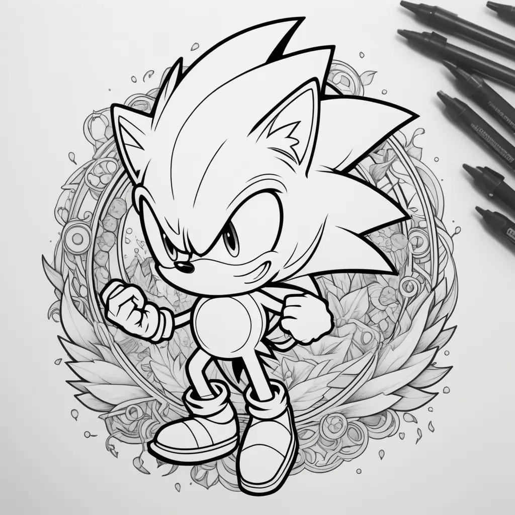 Sonic the Hedgehog coloring pages with a circle design