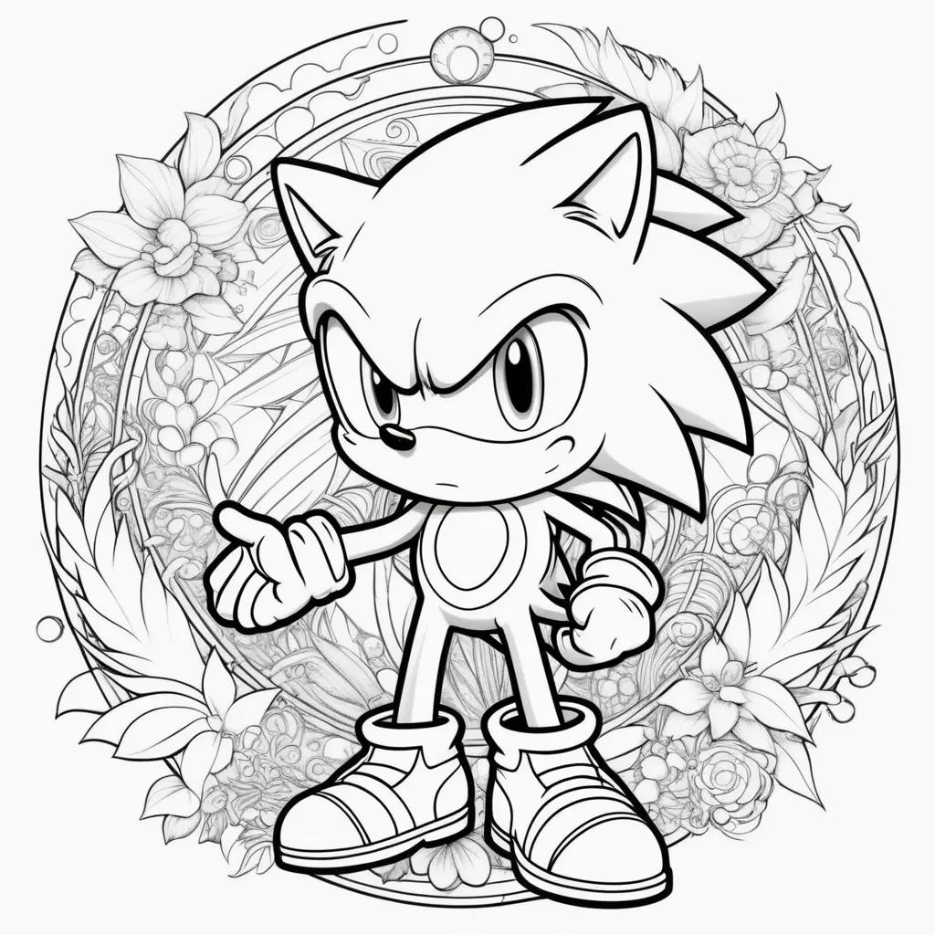 Sonic the Hedgehog coloring pages with black and white