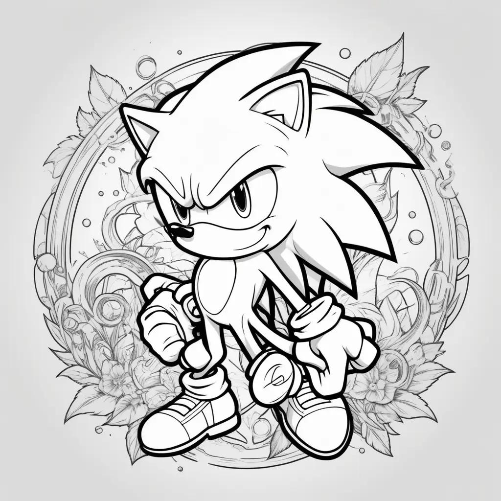 Sonic the Hedgehog coloring pages with black and white color