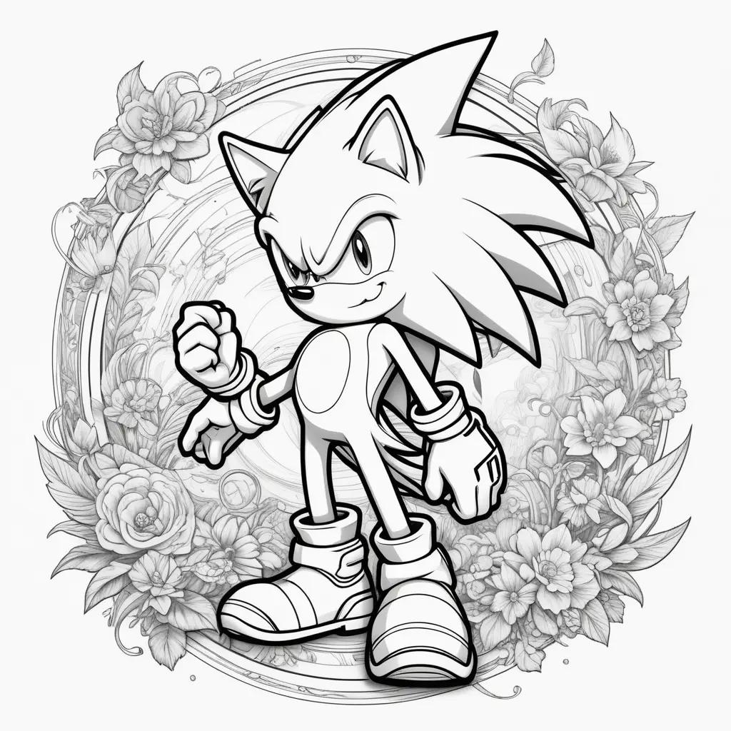 Sonic the hedgehog in black and white coloring pages