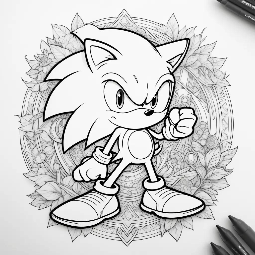 Sonics Coloring Page: A Black and White Sonic The Hedgehog Coloring Page