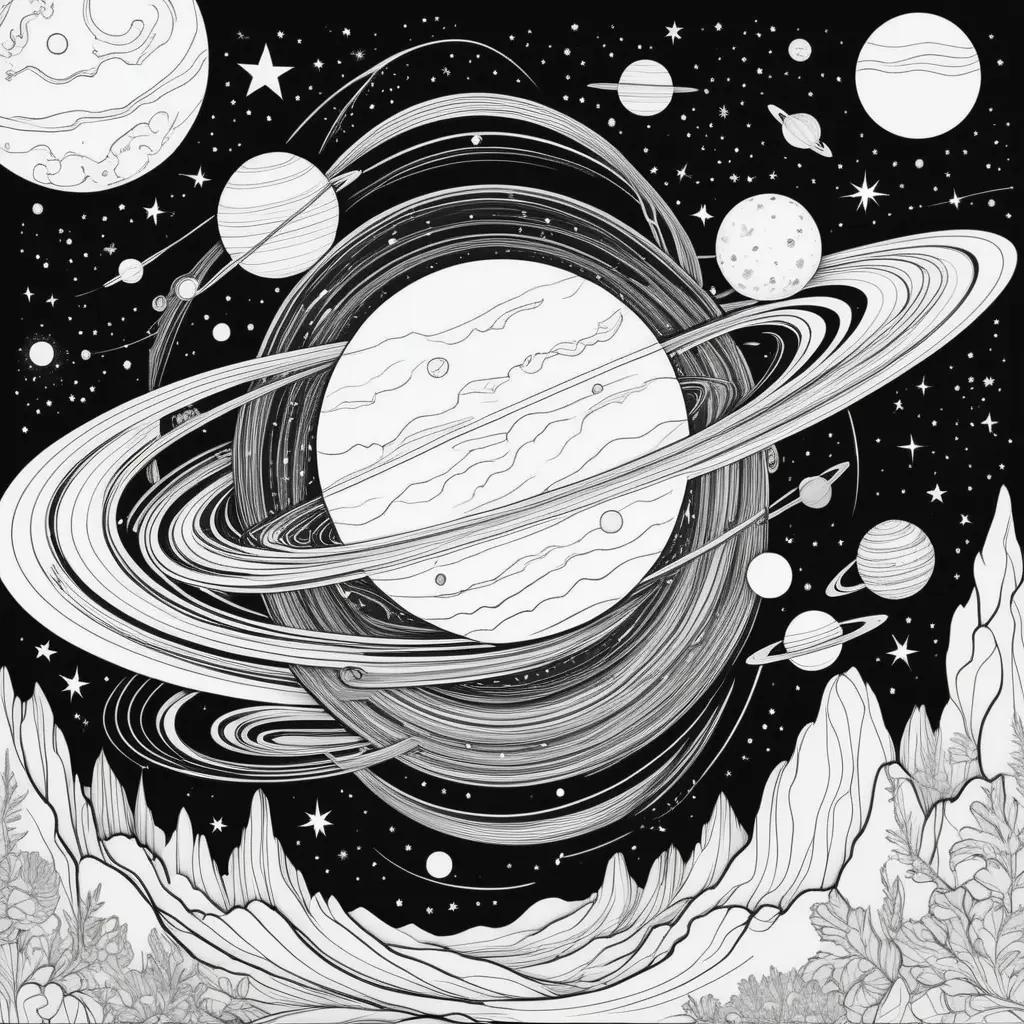 Space Coloring Page: Planets and Stars