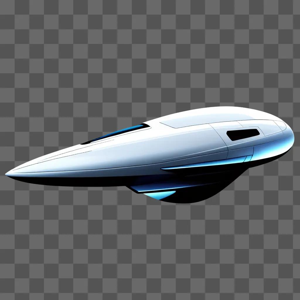 Space vehicle with blue lights on a gray background