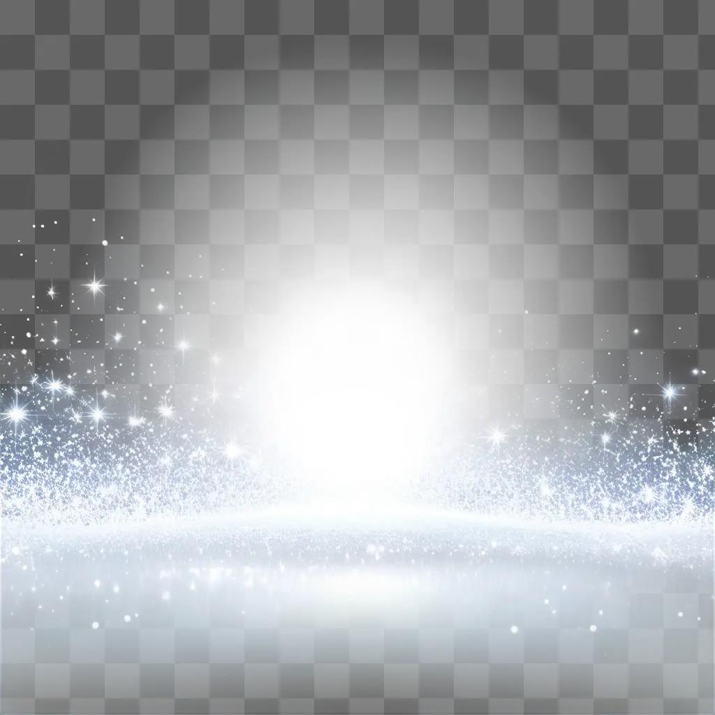 Sparkling, transparent background with a white and blue circle