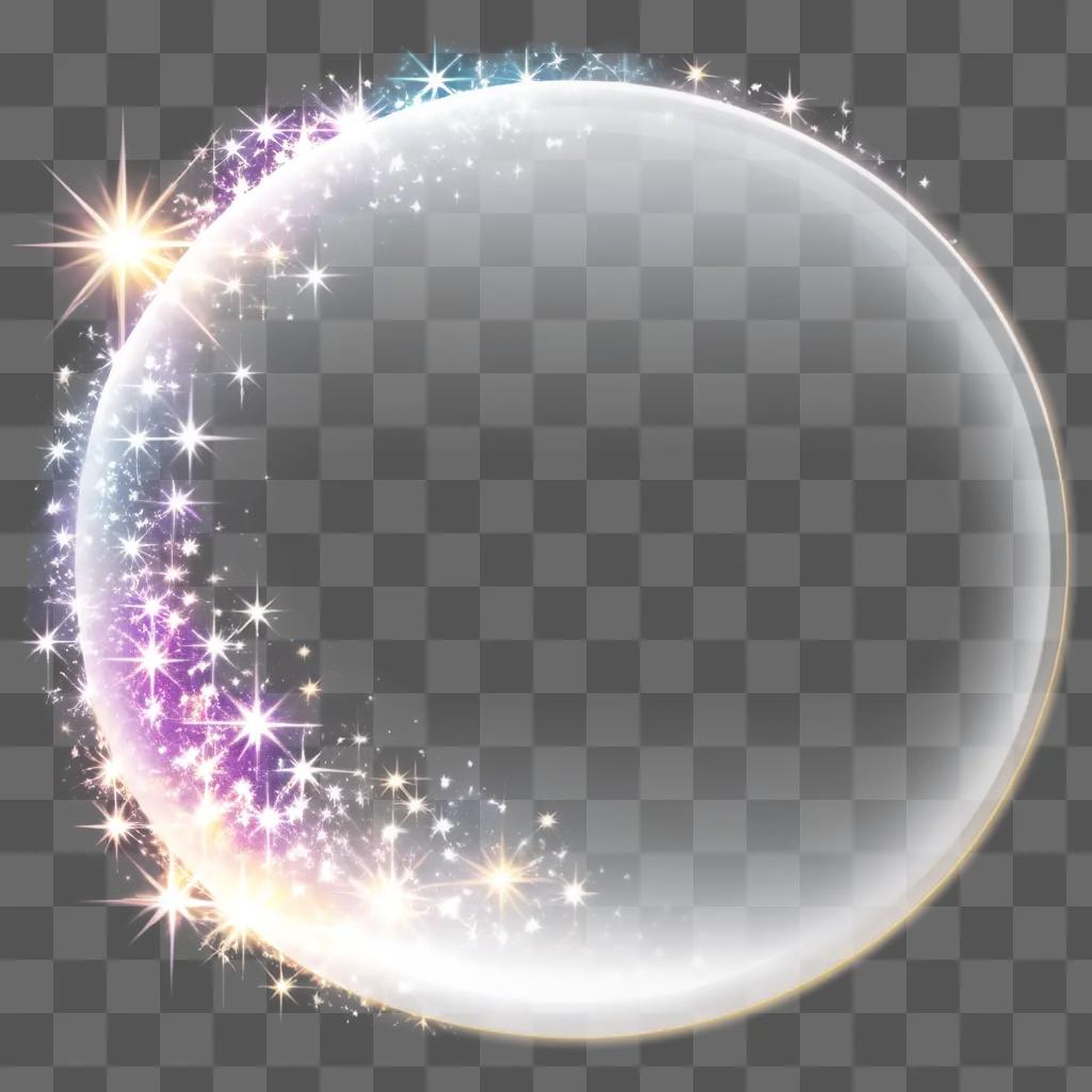 Sparkling transparent circle design with stars