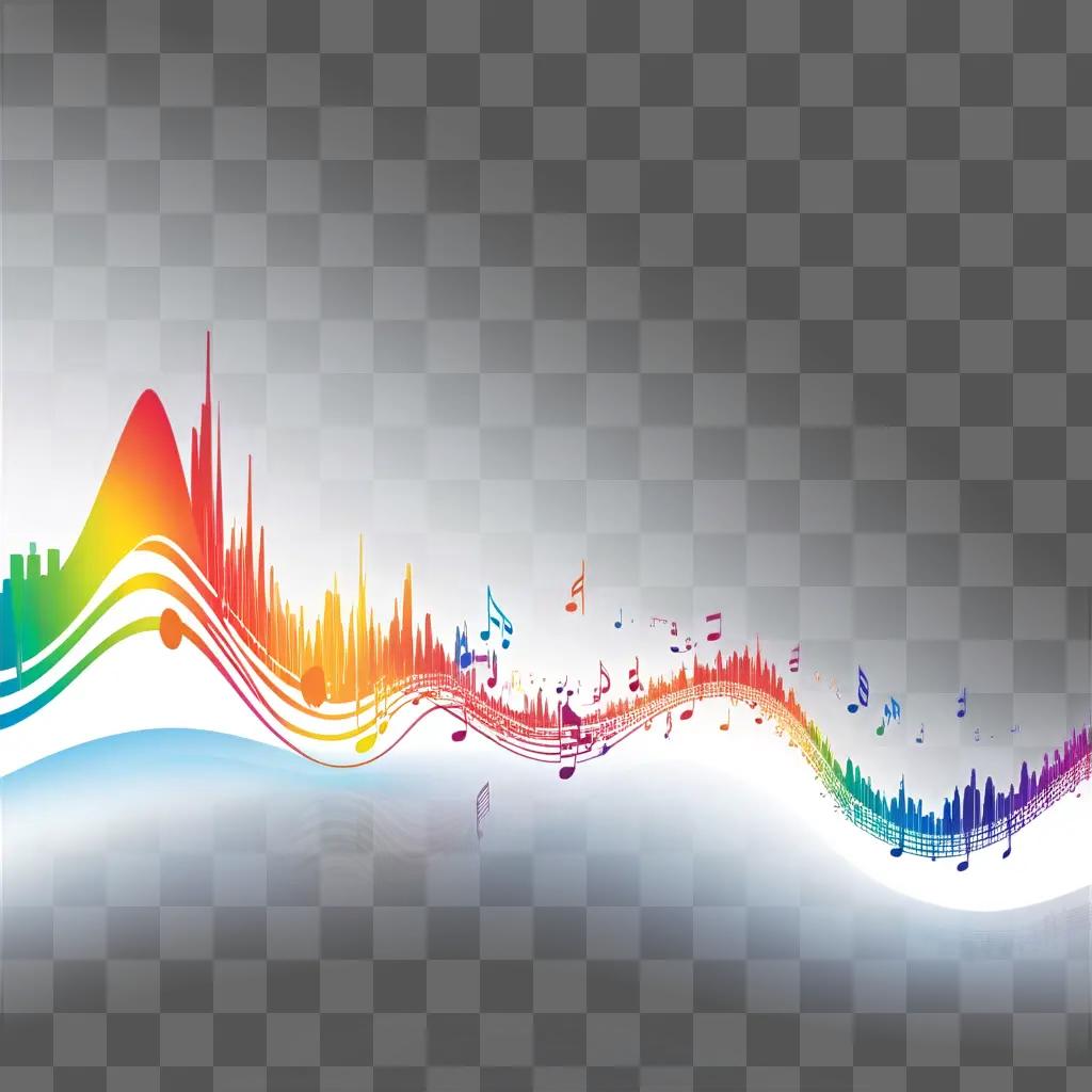 Spectrum of sound waves against a city skyline