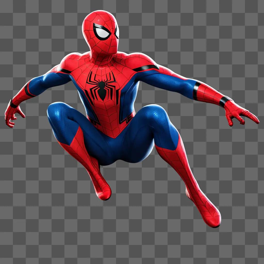 Spider-Man in a transparent outfit in a red background