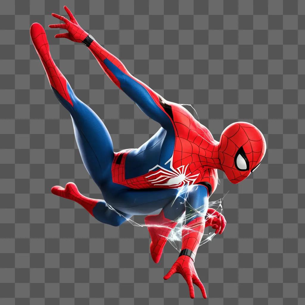 Spider-Man in a transparent suit on a red background